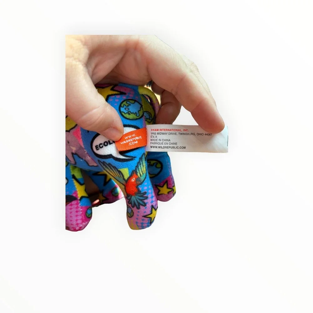 Wild Republic Ecokins Elephant Plush Comic Print Stronger Together One Earth 6in